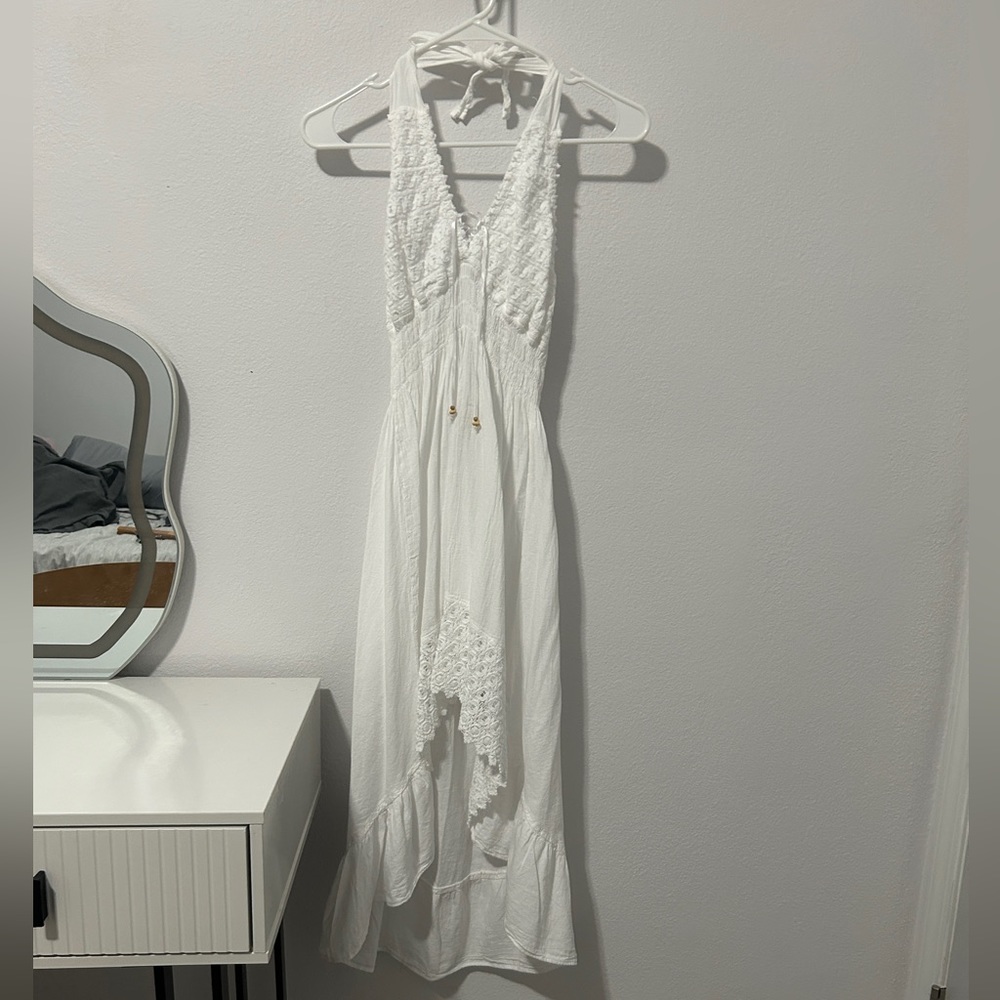 White Crochet Boho Vacation Resort Dress beach
